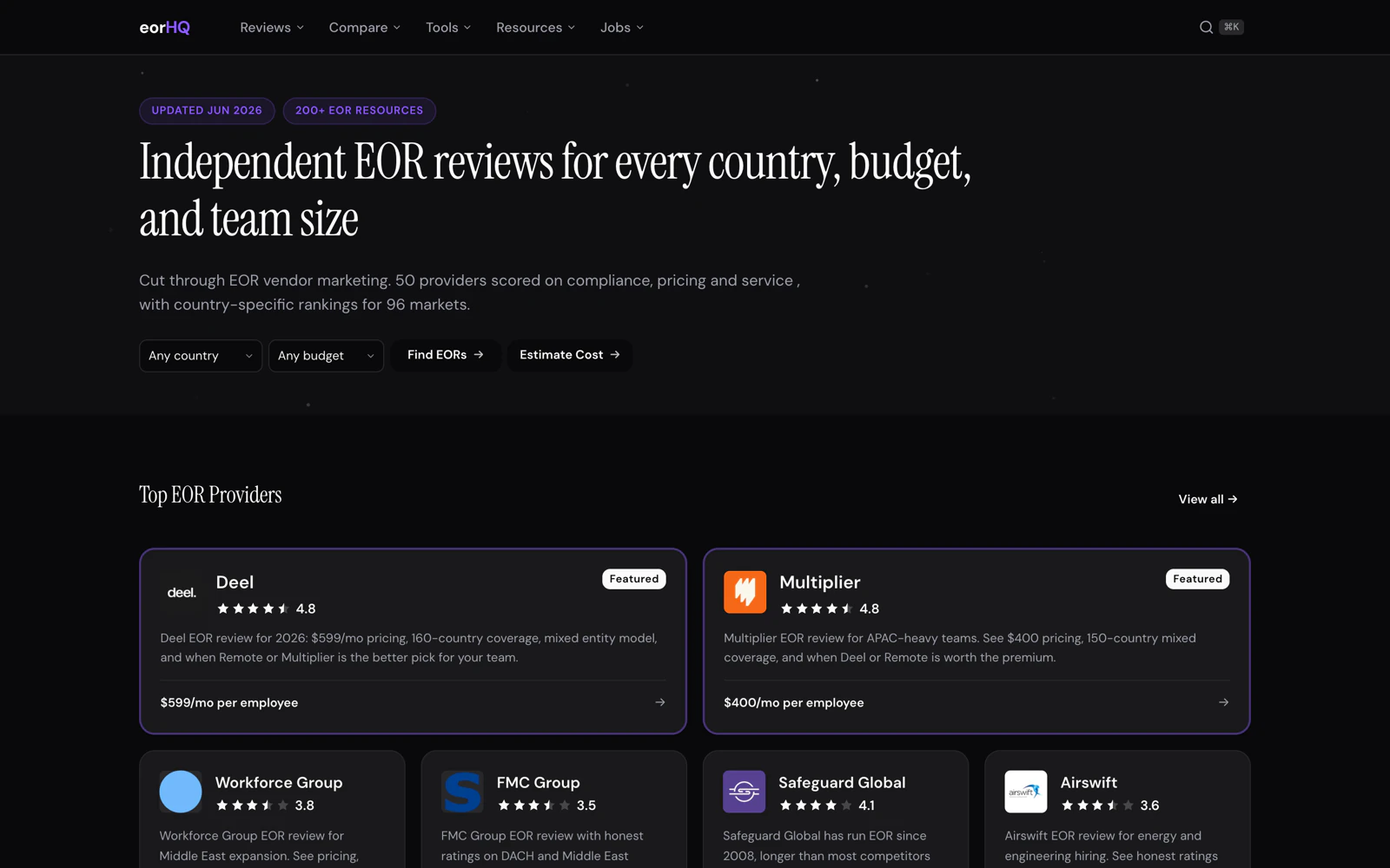 eorhq.com homepage (dark)
